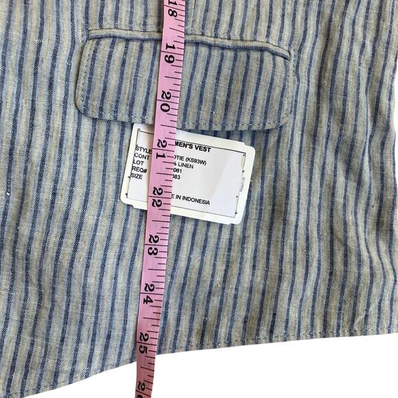Kroon Mens Sz M New Suit Vest Waistcoat Mixed Media Linen Corduroy Preppy - Picture 13 of 15